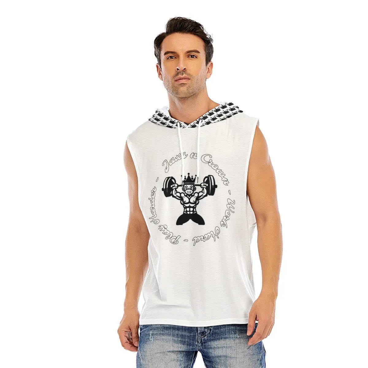 All-Over Print Men’s Sleeveless Pullover Hoodie fitness theme