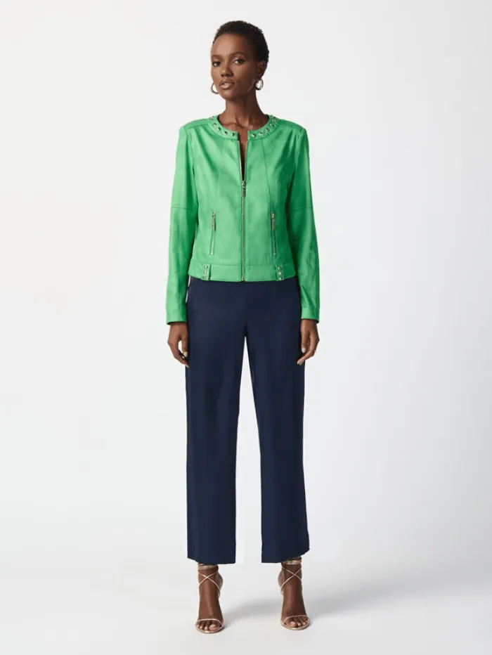 Joseph Ribkoff Foiled Suede Jacket In Green 241909 Col 4203