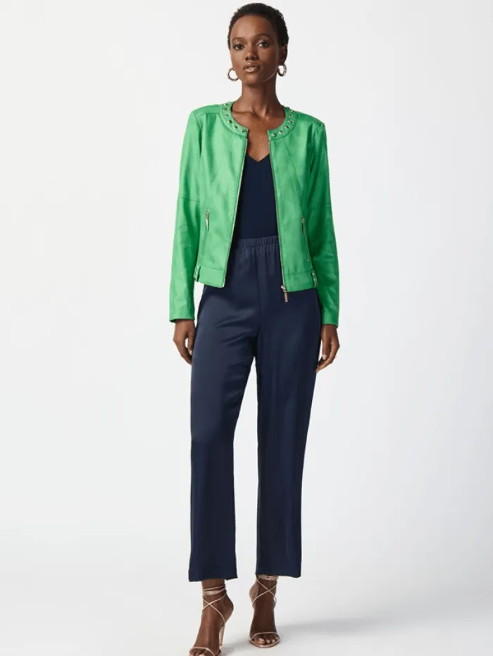 Joseph Ribkoff Foiled Suede Jacket In Green 241909 Col 4203